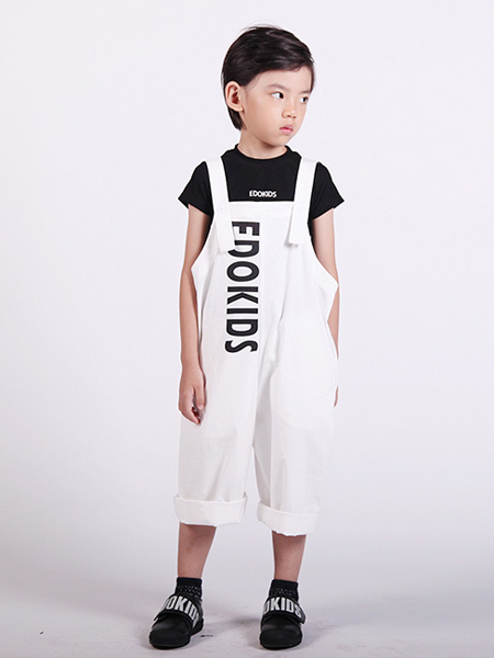 edo KIDS一度童装品牌2020春夏字母白色背带裤