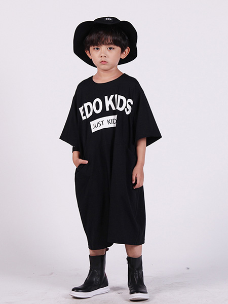 edo KIDS一度童装品牌2020春夏字母有口袋男童长款T恤
