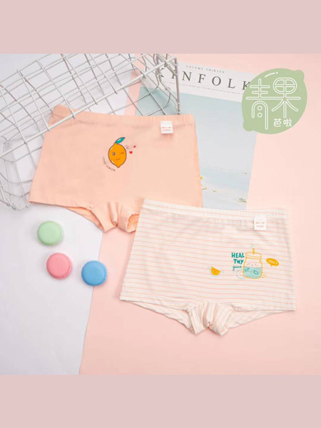 青果芭拉童装品牌2020春夏橘粉色横纹短裤