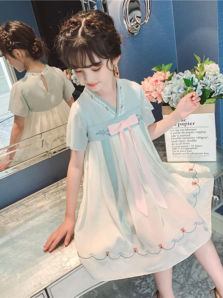 童装品牌2020春夏女童汉服夏装新款12岁儿童古装裙子中国风夏季超仙连衣裙洋气