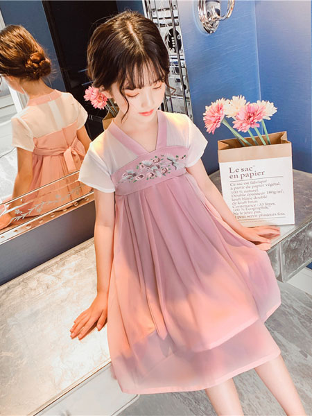 沫涵童装品牌2020春夏女童汉服夏装新款12岁儿童古装裙子中国风夏季超仙连衣裙洋气