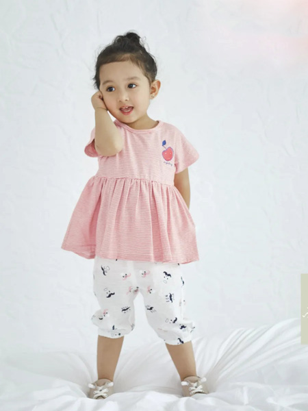 婴姿坊yingzifan童装品牌2020春夏圆领粉色假裙