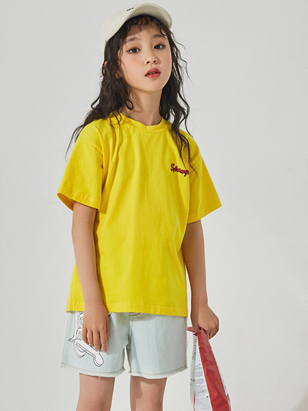 季季乐童装品牌2020春夏黄色简约T恤
