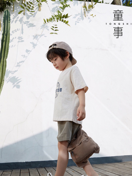 童装品牌2020春夏圆领米色T恤