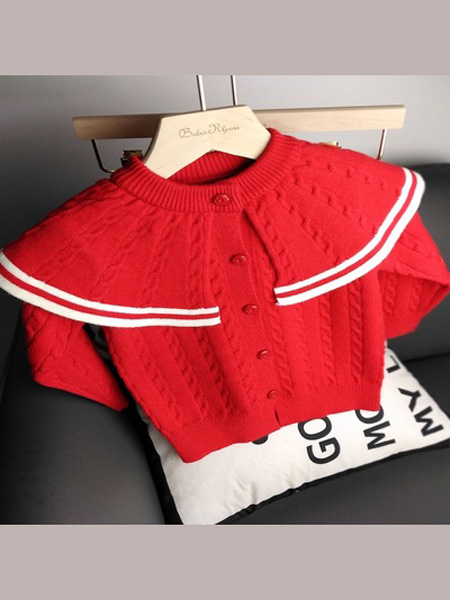 芭贝瑞马童装品牌2020秋冬网红女童套装欧版经典针织毛衣麻花开衫两件套童装