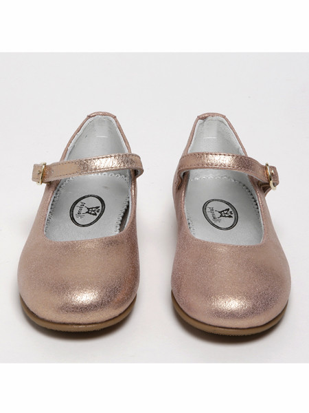 Papouelli童鞋品牌2020春夏女童玫瑰金小皮鞋