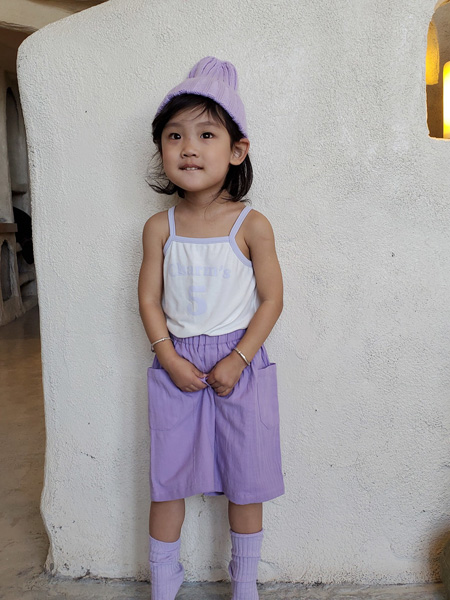 童装品牌2020春夏带到爱白色上衣紫色短裤