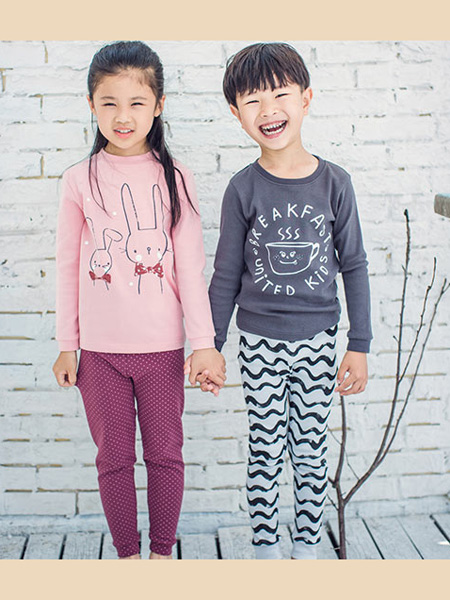 盛凯·安琪童装品牌2020春兔子粉色T恤家居服套装
