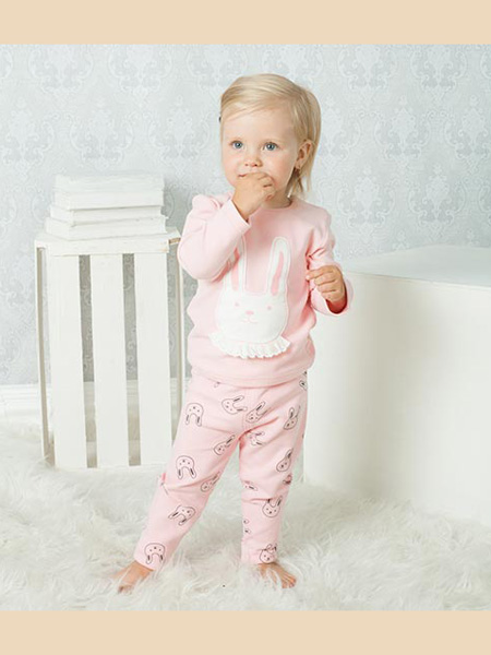 盛凯·安琪童装品牌2020春兔头粉色家居服套装