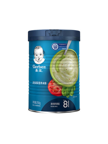 婴儿食品Gerber嘉宝米粉 婴儿辅食宝宝营养高铁米粉米糊 混合蔬菜3段