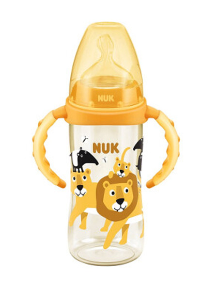 NUK - NUK婴童用品NUK宽口径PPSU奶瓶婴儿宝宝新生儿带手柄奶瓶配防胀气硅胶奶嘴 150ml圆点款 初生型中圆孔