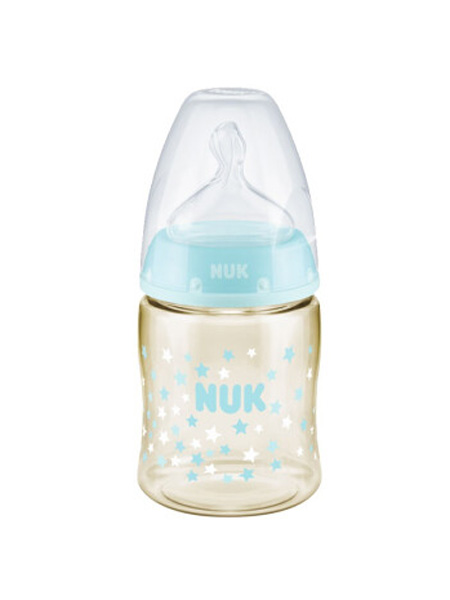 NUK - NUK婴童用品NUK宽口径PPSU奶瓶婴儿宝宝新生儿带手柄奶瓶配防胀气硅胶奶嘴 150ml圆点款 初生型中圆孔