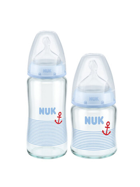 NUK - NUK婴童用品NUK宽口径玻璃奶瓶婴儿宝宝新生儿奶瓶配防胀气240ml配硅胶奶嘴1号中圆孔 240ml奶瓶颜色随机
