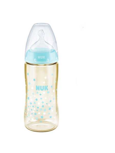 NUK - NUK婴童用品NUK宽口径PPSU奶瓶自然实感婴儿宝宝新生儿带手柄奶瓶配防胀气硅胶奶嘴 150ml圆点款 初生型中圆孔
