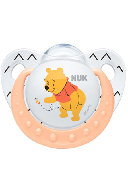 NUK - NUK婴童用品NUK安抚奶嘴宝宝防胀气安慰奶嘴硅胶安睡型安抚奶嘴单只装 夜光型印花带拉环颜色随机
