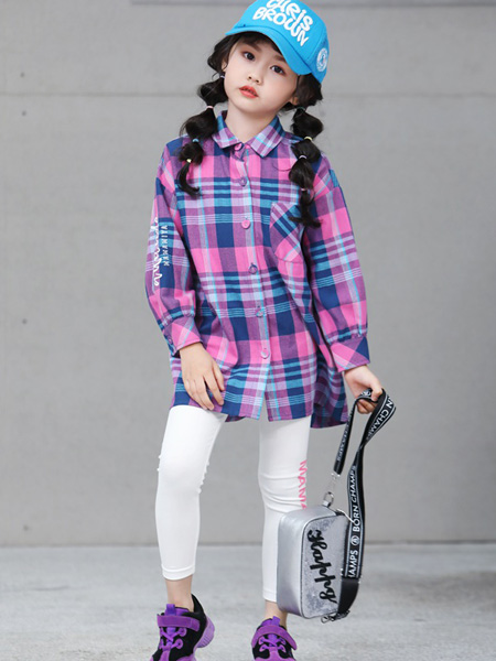 玛玛米雅童装品牌2020秋冬粉蓝色衬衫外套