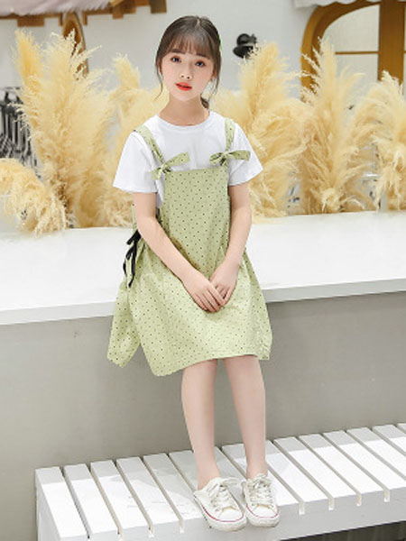 童装品牌童装新款2020夏儿童时髦公主裙两件套中大童短袖女童连衣裙韩版潮