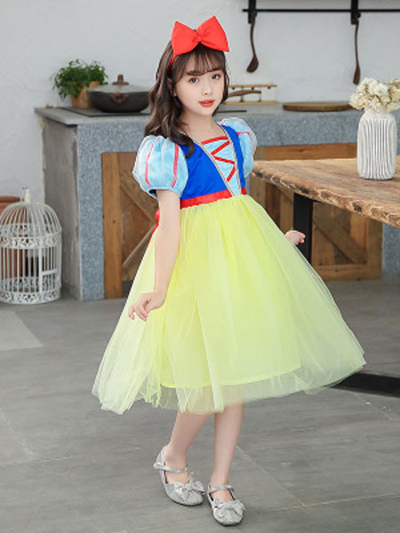 童装品牌白雪公主连衣裙冰雪奇缘裙子2020夏季新款泡泡袖女童连衣裙