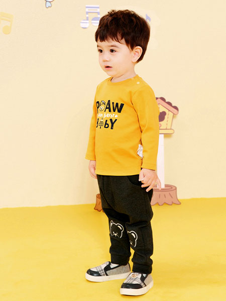 童装品牌2020秋冬字母黄色卫衣