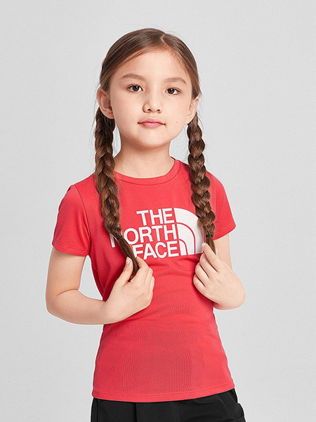 北面运动装童装品牌2020春夏字母红色T恤