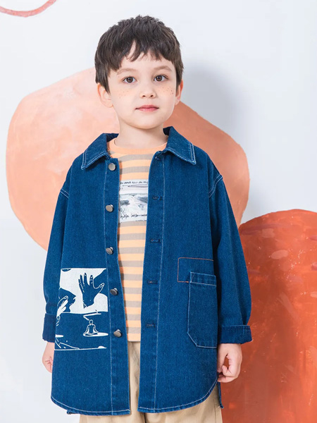 童装品牌2020秋冬深蓝色长袖外套