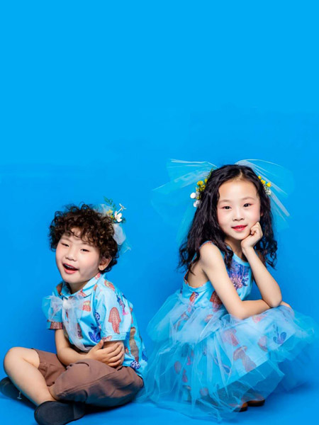 NNE&KIKI童装品牌2020春夏蓝色连衣裙网纱