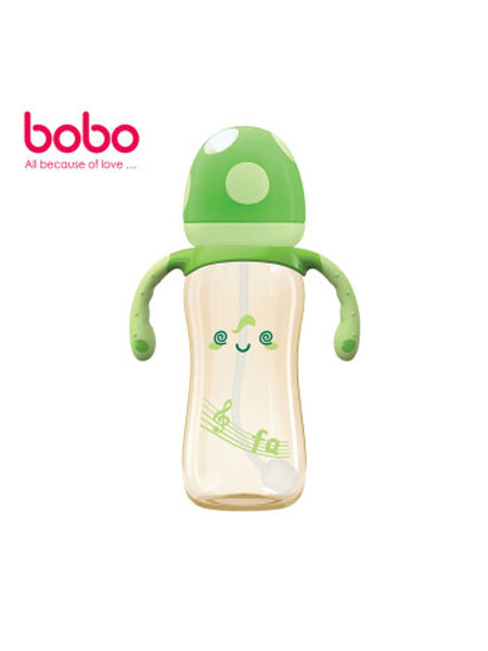 乐儿宝婴童用品乐儿宝(bobo)奶瓶 婴儿宝宝小孩PPSU宽口径仿真母乳带手柄重力球吸管奶瓶 防呛防胀气防摔 德国进口PPSU 蘑菇畅吸小金瓶 绿色330ml
