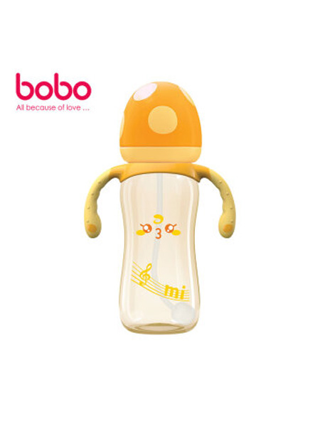 乐儿宝婴童用品乐儿宝(bobo)奶瓶 婴儿宝宝小孩PPSU宽口径仿真母乳带手柄重力球吸管奶瓶 防呛防胀气防摔 德国进口PPSU 蘑菇畅吸小金瓶 绿色330ml