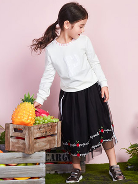 poipoilu（泡泡噜）童装品牌2020春夏圆领白色衬衫T恤