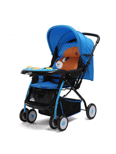 婴童用品 709婴儿推车轻便双向推行婴儿车可坐可躺可折叠 透气全罩音乐餐盘