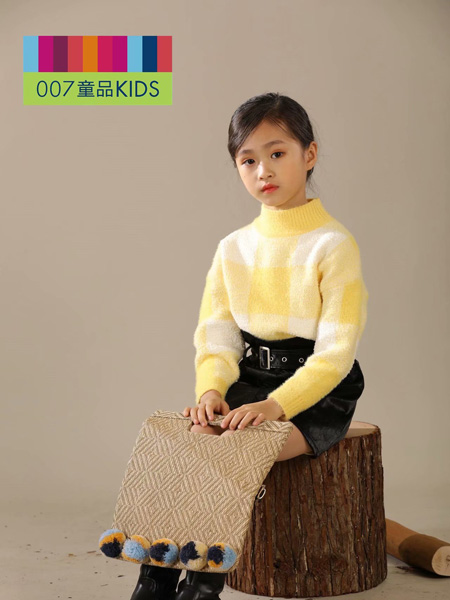007童品童装品牌2020秋冬黄色毛衣