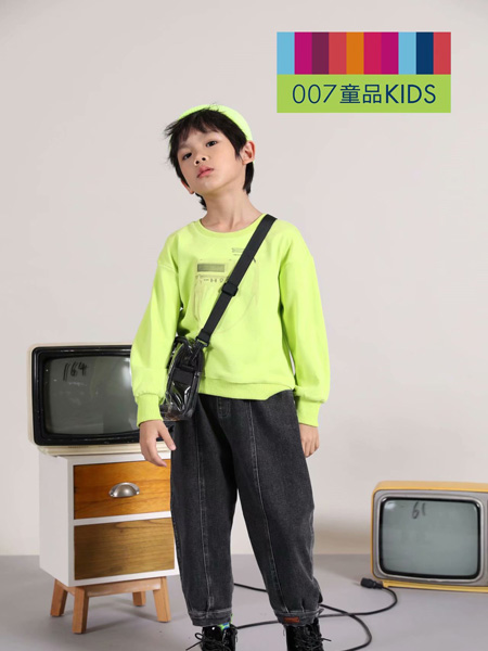 007童品童装品牌2020秋冬绿色卫衣