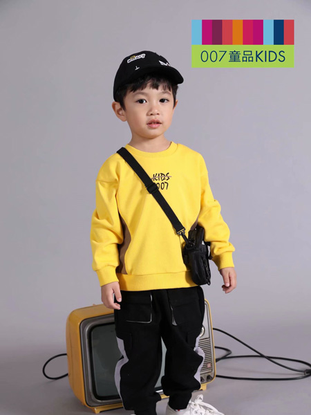 007童品童装品牌2020秋冬长袖黄色卫衣
