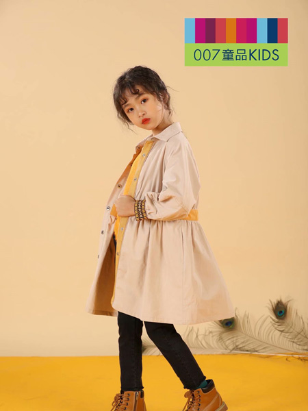 007童品童装品牌2020秋冬中长款米色风衣外套