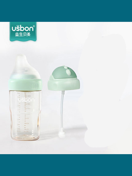 益生贝美婴童用品奶瓶新生婴儿ppsu宽口径防摔防胀气大宝宝仿母乳硅胶方形吸管水杯