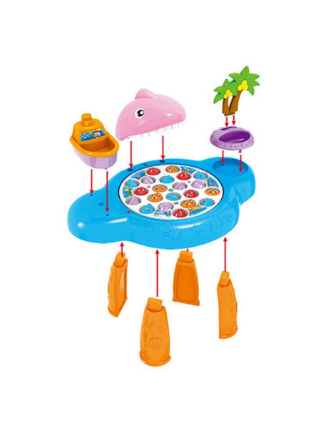 婴童玩具鲨鱼钓鱼台儿童磁性电动音乐灯光旋转钓鱼盘益智互动室内钓鱼玩具