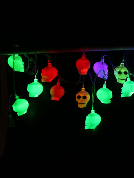 烨星玩具婴童玩具鬼头灯串LED万圣节鬼节房间装饰骷髅头南瓜造型彩灯定制灯串