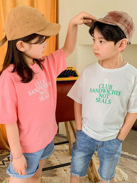 马丘比丘MQBQ童装品牌2020春夏装字母粉色T恤