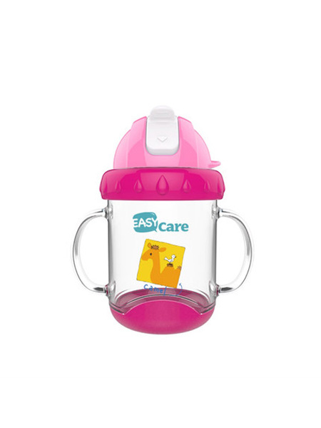 婴童用品easycare婴儿学饮杯宝宝吸管杯儿童喝水杯带吸管手柄水杯