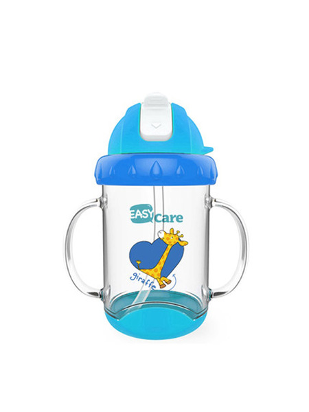 婴童用品easycare婴儿学饮杯宝宝吸管杯儿童喝水杯带吸管手柄水杯