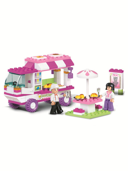 快乐小鲁班婴童玩具粉色梦想-快餐车