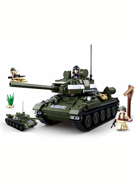快乐小鲁班婴童玩具逆境重生-T-34\85中型坦克