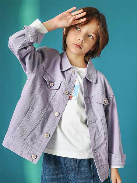 童装品牌2020秋冬紫色休闲外套