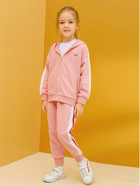 童装品牌2020秋冬粉色条纹套装