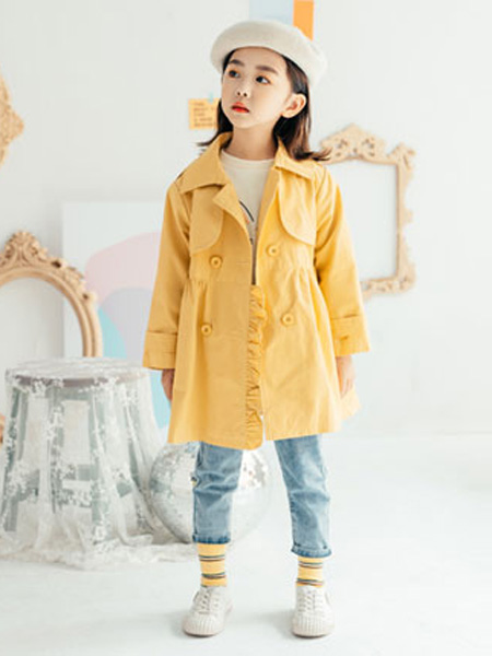 KISSABC童装品牌2020春黄色中长款外套