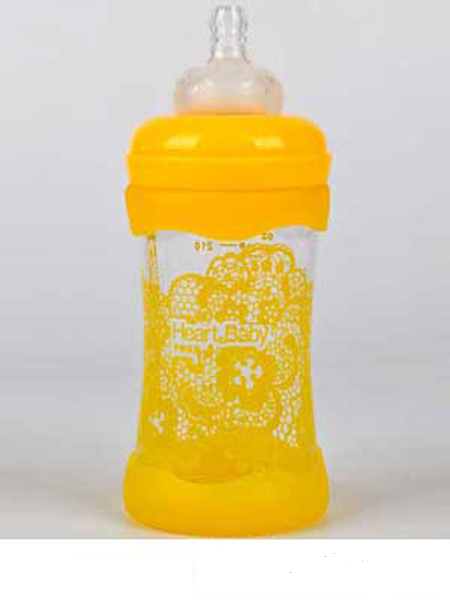 亨特贝贝婴童用品亨特贝贝宽口玻璃防摔初生瓶240ml黄色