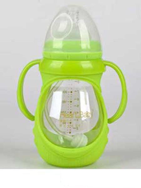 亨特贝贝婴童用品亨特贝贝玻璃防摔奶瓶260ml绿色