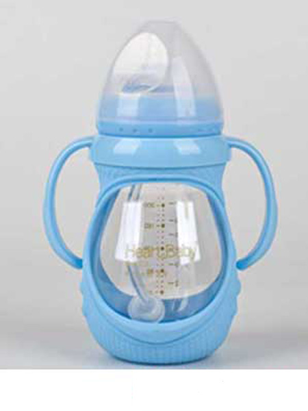 亨特贝贝婴童用品亨特贝贝玻璃防摔奶瓶260ml蓝色