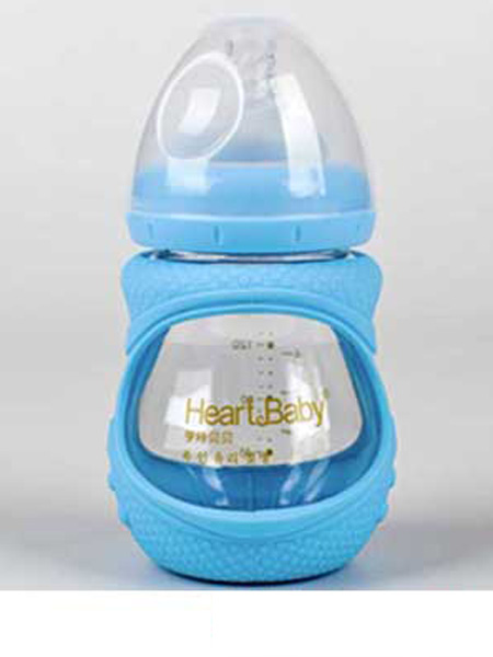 婴童用品宽口玻璃防摔初生瓶150ml蓝色