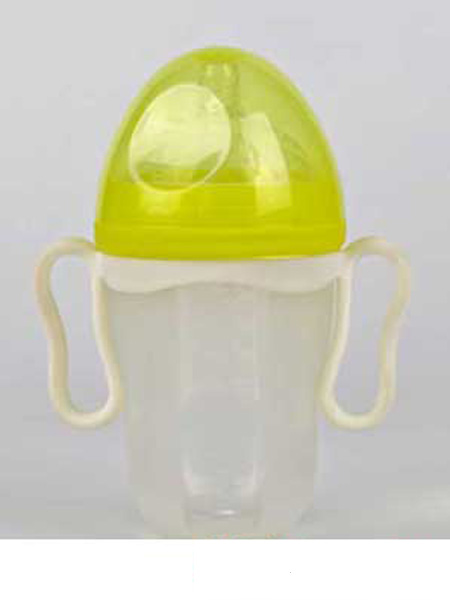 婴童用品超宽口硅胶奶瓶250ml带手柄黄色